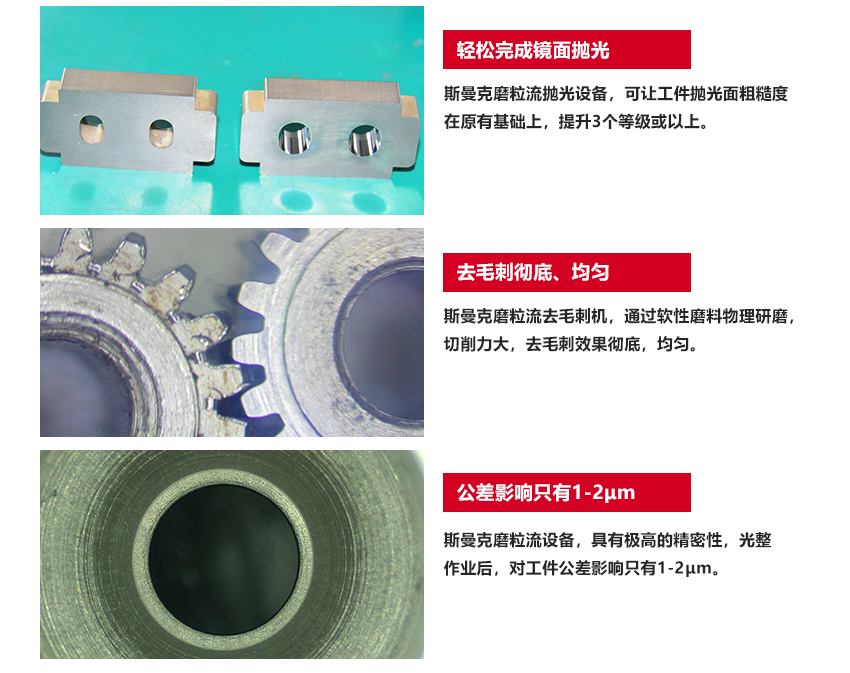 蘇州斯曼克磨粒流設備公司是流體拋光技術用于工業實踐的先行者,致力于為客戶解決<a href='http://www.wh-syris.com' target='_blank'><u>內孔拋光</u></a>、<a href='http://www.wh-syris.com' target='_blank'><u>交叉孔去毛刺</u></a>、微孔拋光、<a href='http://www.wh-syris.com' target='_blank'><u>內孔去毛刺</u></a>、微孔去毛刺等各類復雜性拋光去毛刺難題,并提供系統化的<a href='http://www.wh-syris.com' target='_blank'><u>流體拋光機</u></a>,<a href='http://www.wh-syris.com' target='_blank'><u>內孔拋光</u></a>機,涵蓋傳統AFM磨粒流拋光機,高速磨粒流<a href='http://www.wh-syris.com' target='_blank'><u>去毛刺機</u></a>以及<a href='http://www.wh-syris.com' target='_blank'><u>微孔拋光機</u></a>.